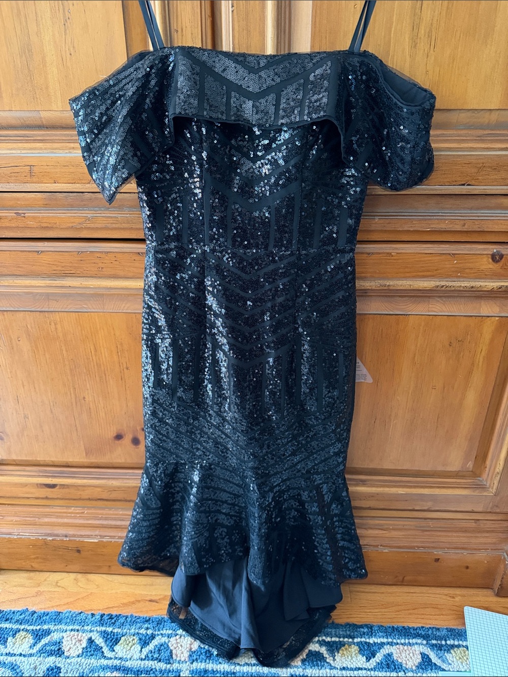 Black Strapless Sequin Mermaid Dress